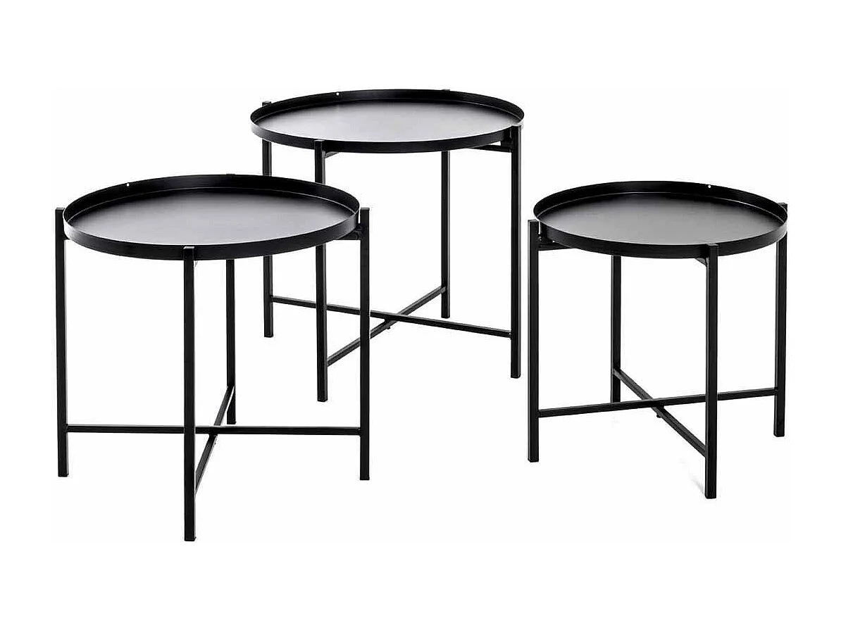 Lot de 3 Tables d'Appoint Design "Kwami" 48cm Noir