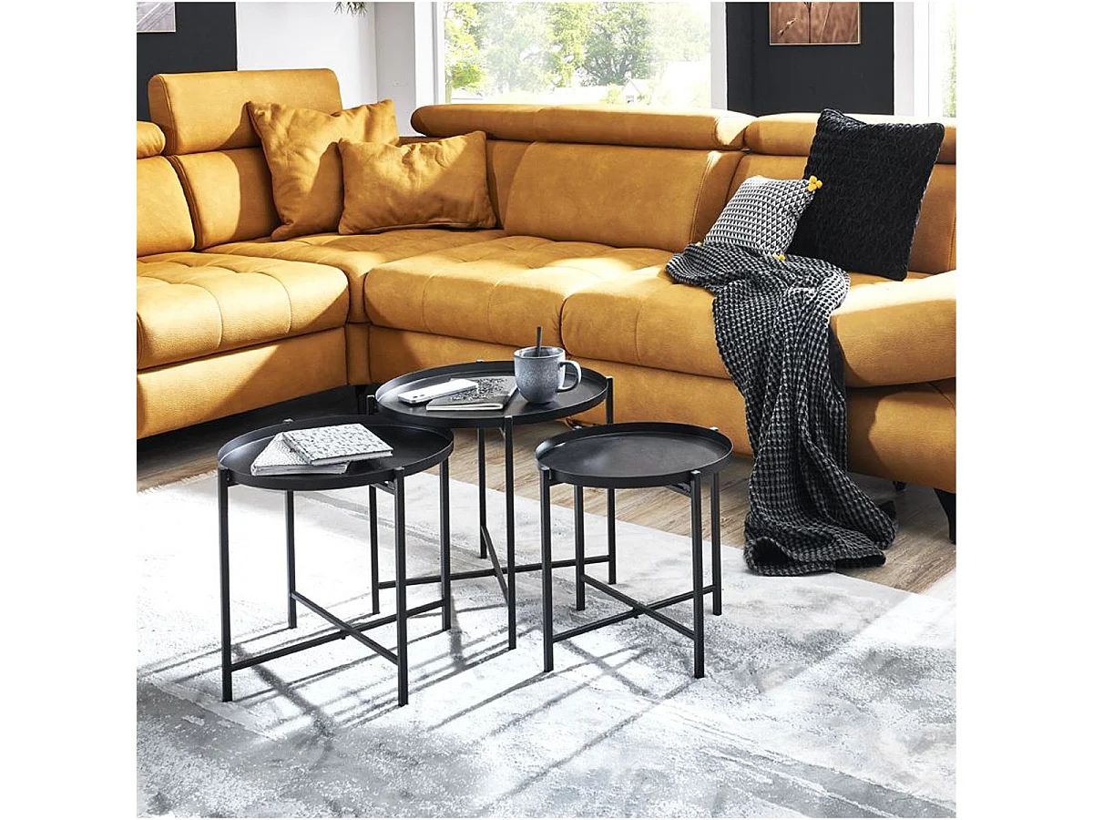 Lot de 3 Tables d'Appoint Design "Kwami" 48cm Noir