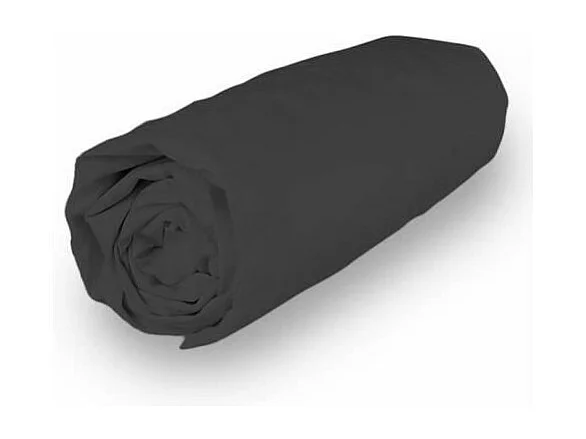 SOLEIL d'OCRE Drap housse Camille - Coton percale - 140 x 190 cm - Gris anthracite