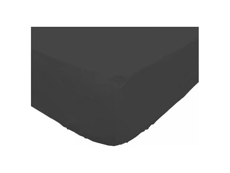 SOLEIL d'OCRE Drap housse Camille - Coton percale - 140 x 190 cm - Gris anthracite