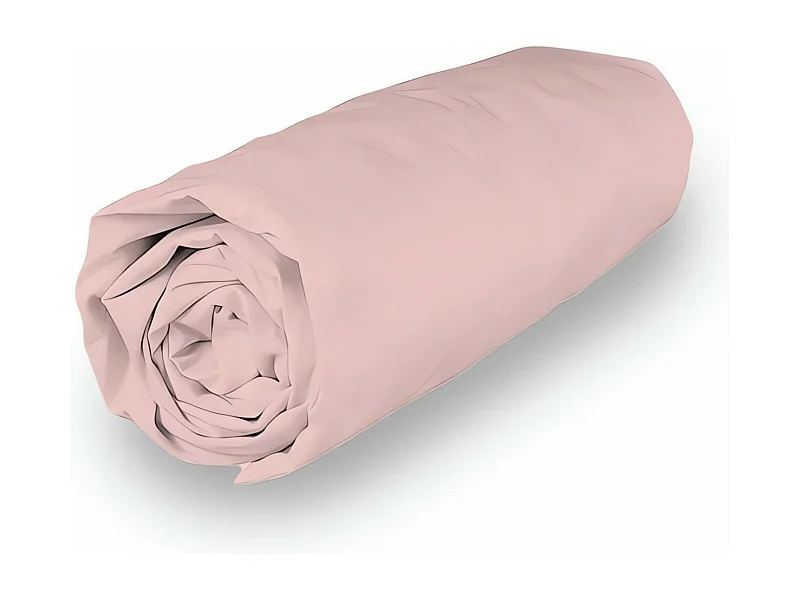 Spannbettlaken aus Baumwolle Perkal 160x200 cm Rosa CAMILLE - Hochwertige Qualität