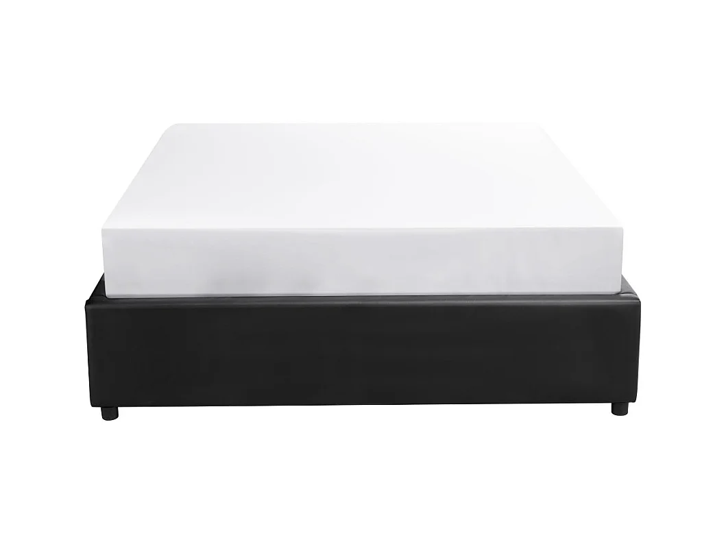 Cadre de lit TEO avec sommier relevable à lattes en simili - Noir, Largeur - 140 cm