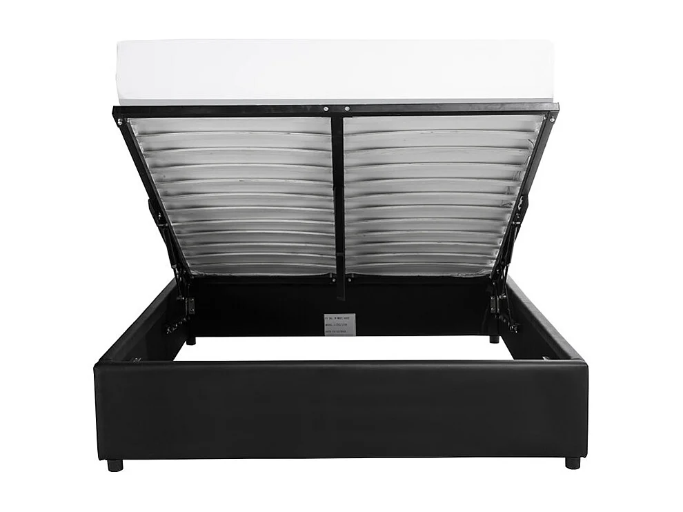 Cadre de lit TEO avec sommier relevable à lattes en simili - Noir, Largeur - 140 cm