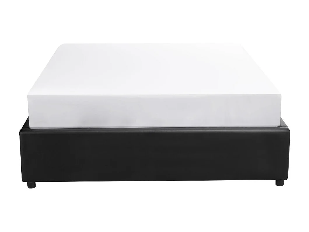 Cadre de lit TEO avec sommier relevable à lattes en simili - Noir, Largeur - 160 cm