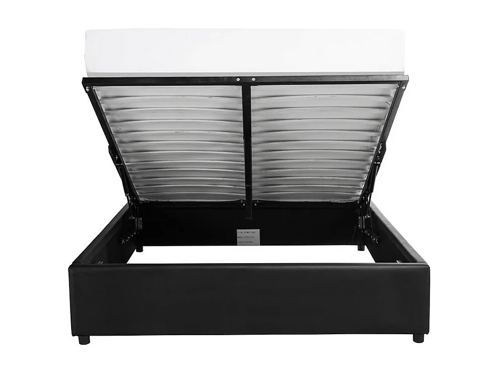 Cadre de lit TEO avec sommier relevable à lattes en simili - Noir, Largeur - 160 cm