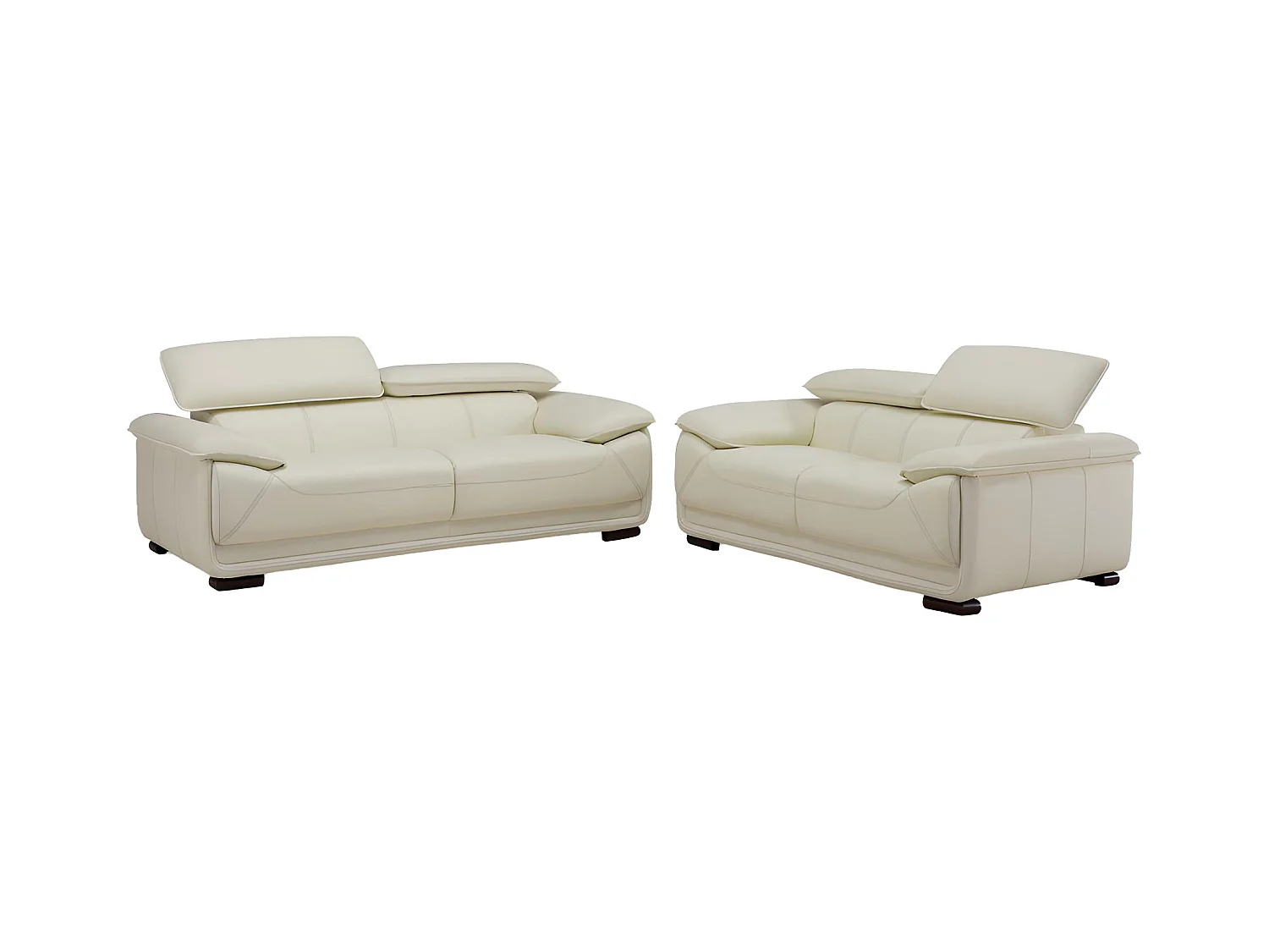 Couchgarnitur Leder 3+2 - Elfenbein - MACELO