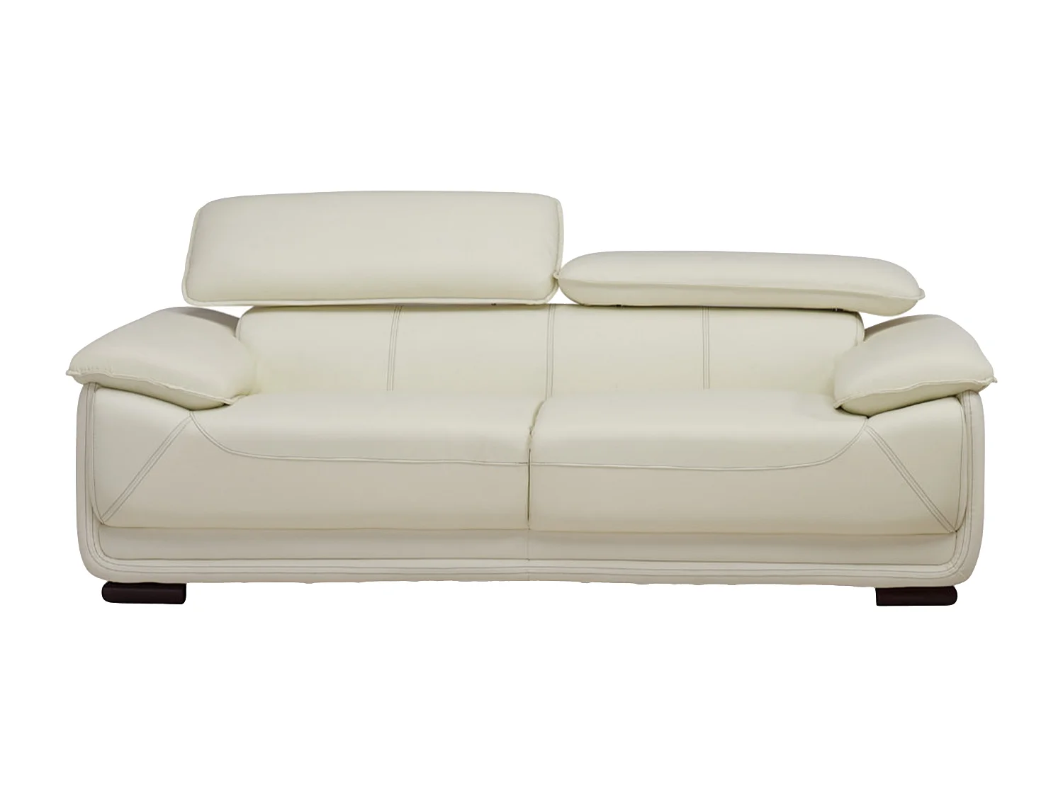 Driezits- en tweezitsbank van leer MACELO - Ivoor wit