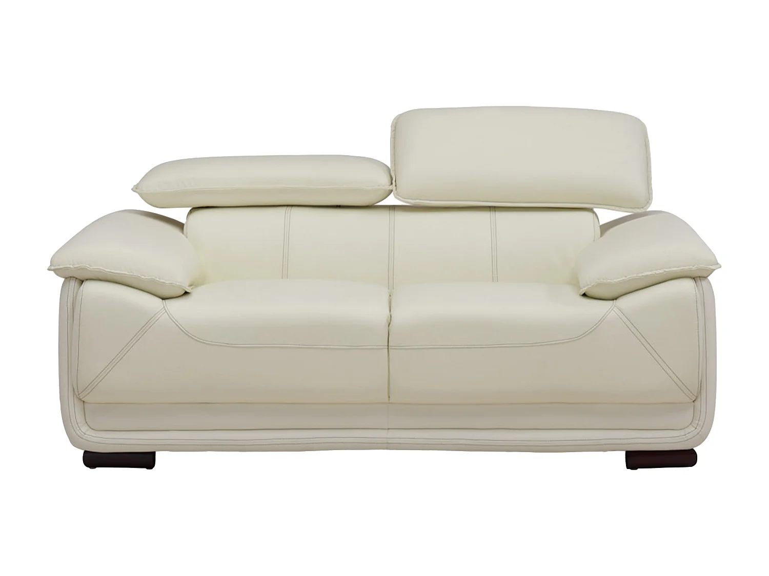 Driezits- en tweezitsbank van leer MACELO - Ivoor wit