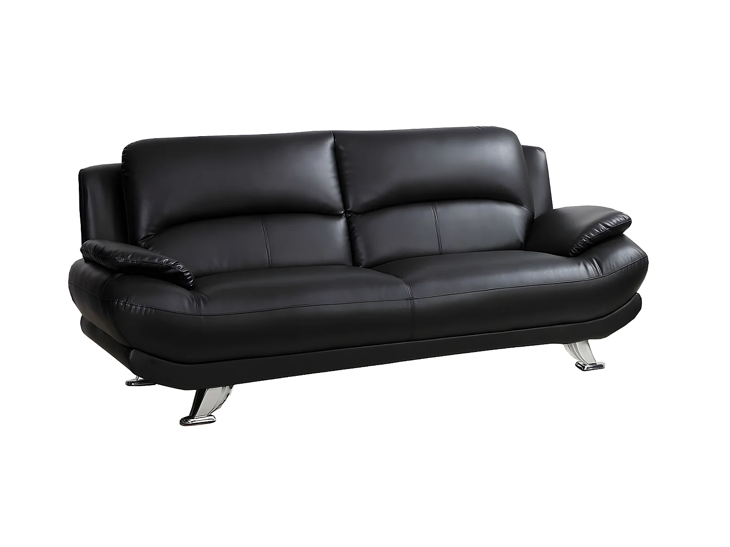 Couchgarnitur 3+2 - Kunstleder - Schwarz - MUSKO