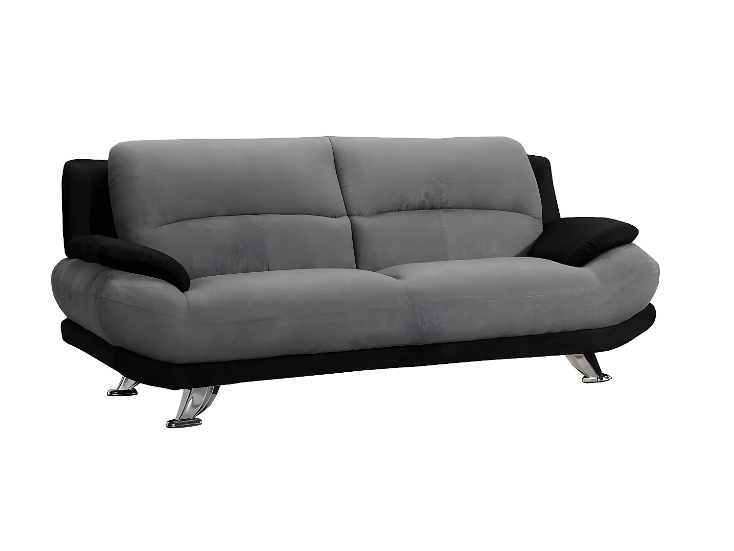 Divano 3+2 posti in microfibra MUSKO - Bicolore grigio e nero - MUSKO