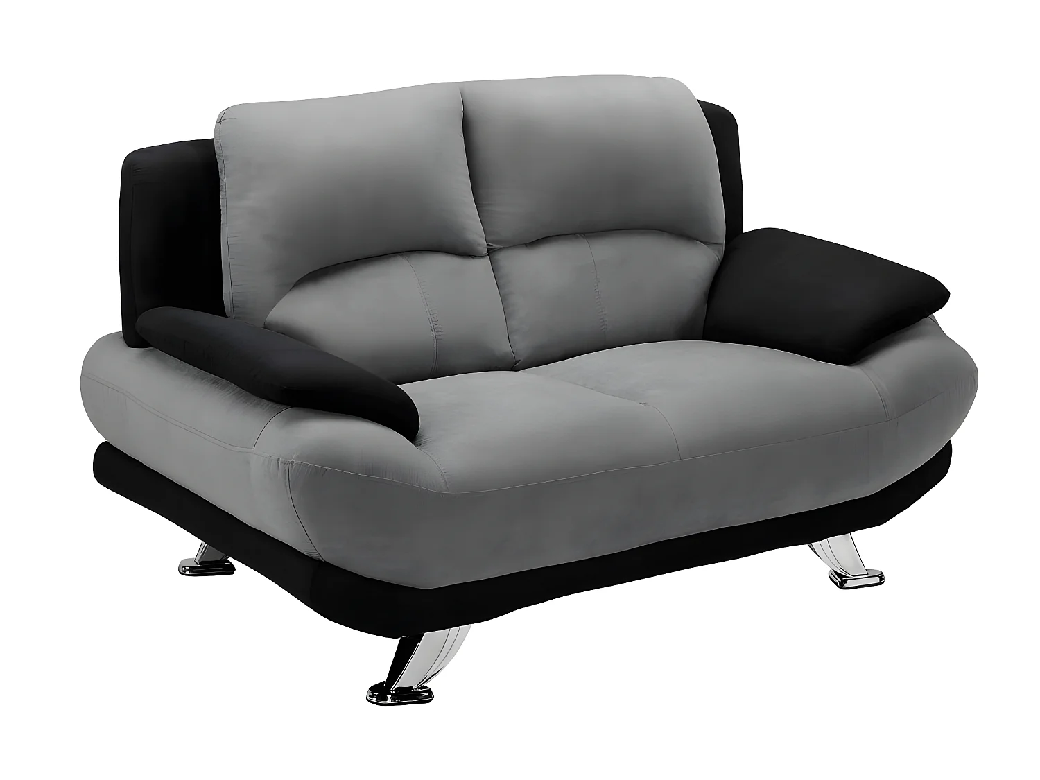 Driezits- en tweezitsbankvan microvezel MUSKO - Tweekleurig grijs en zwart