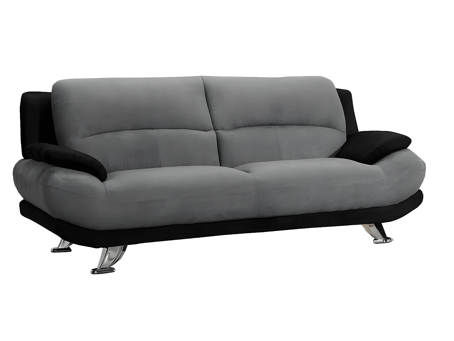 Canapés 3 places et 2 places en microfibre MUSKO - Bicolore gris et noir