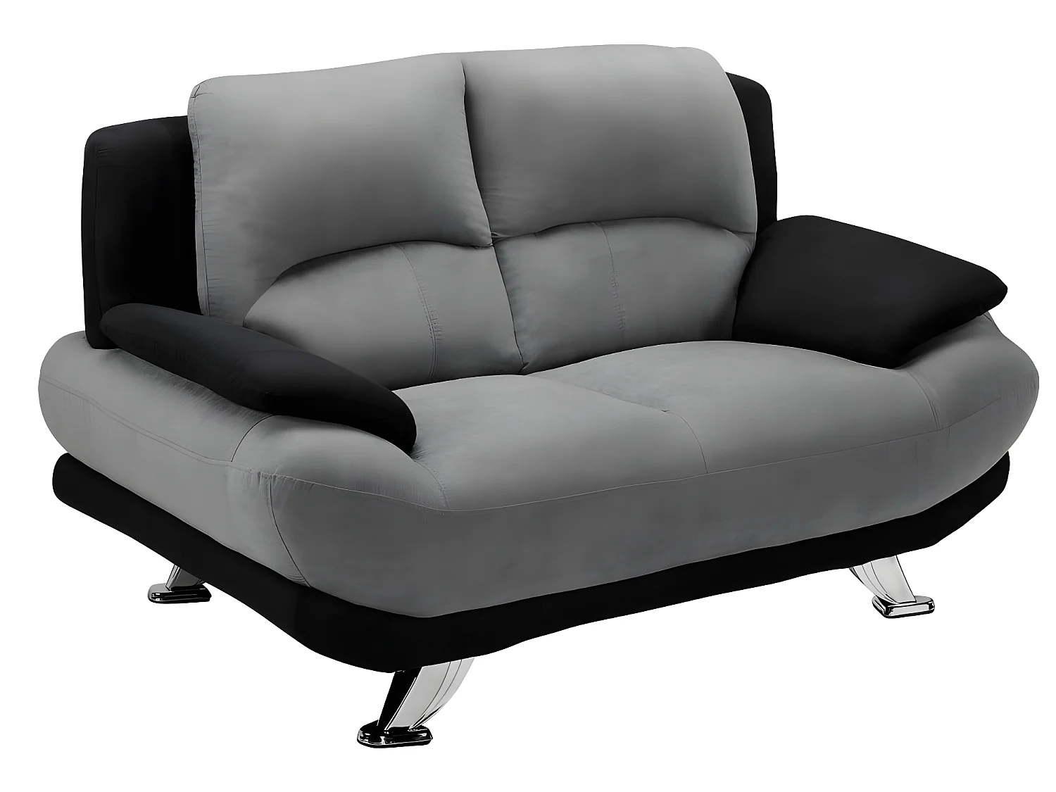 Canapés 3 places et 2 places en microfibre MUSKO - Bicolore gris et noir