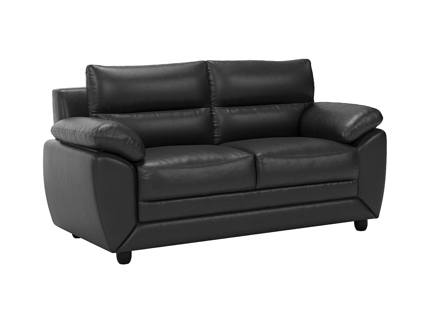 Couchgarnitur 3+2 - Kunstleder - Schwarz - MANOA