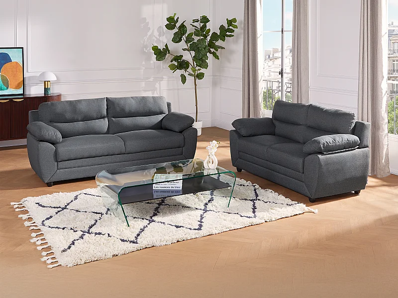 3-sits och 2-sitssoffor i antracit tyg MANOA