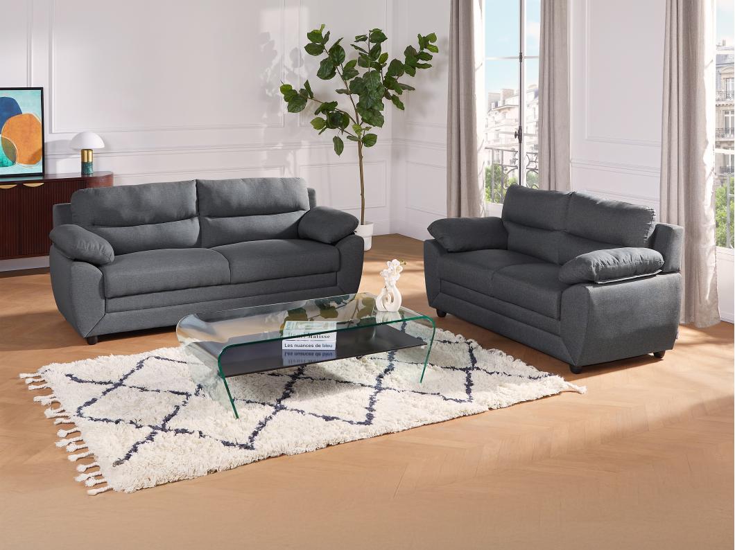 Sofa 3-Sitzer & 2-Sitzer - Stoff - Anthrazit - MANOA