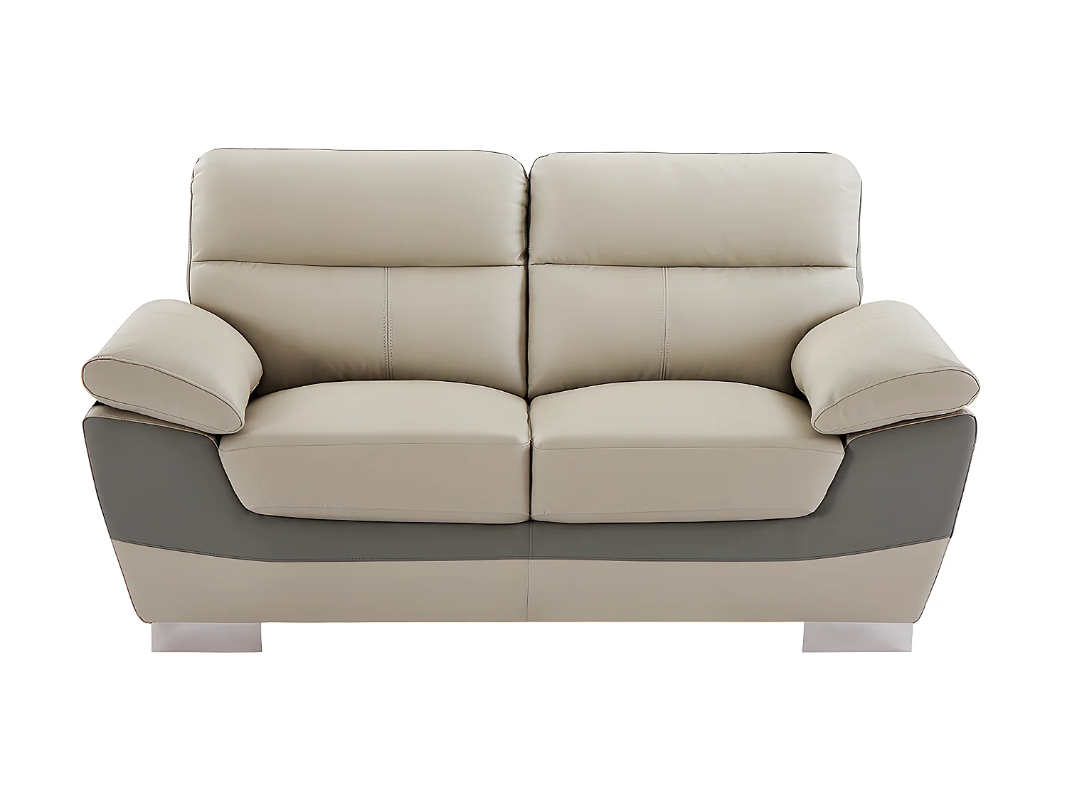 Couchgarnitur Leder 3+2 FRANCESCA - Grau & Anthrazit