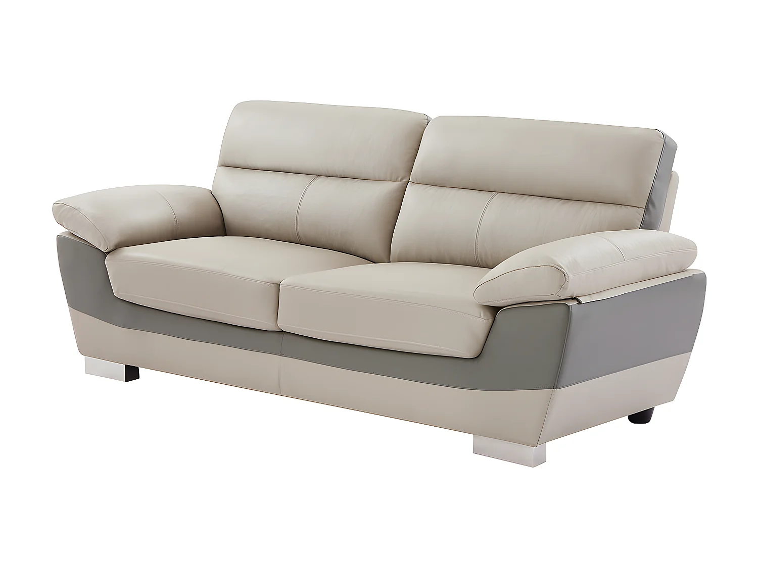 Couchgarnitur Leder 3+2 FRANCESCA - Grau & Anthrazit