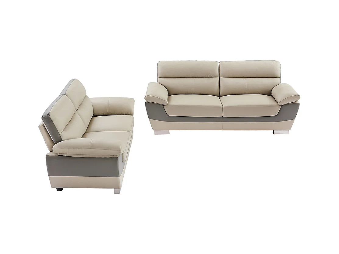 Couchgarnitur Leder 3+2 FRANCESCA - Grau & Anthrazit