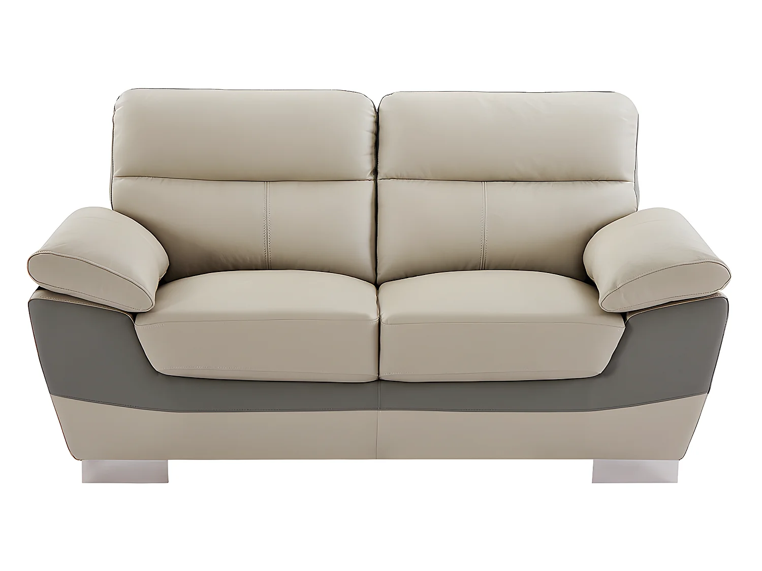 Canapés 3 places et 2 places en cuir FRANCESCA - Taupe