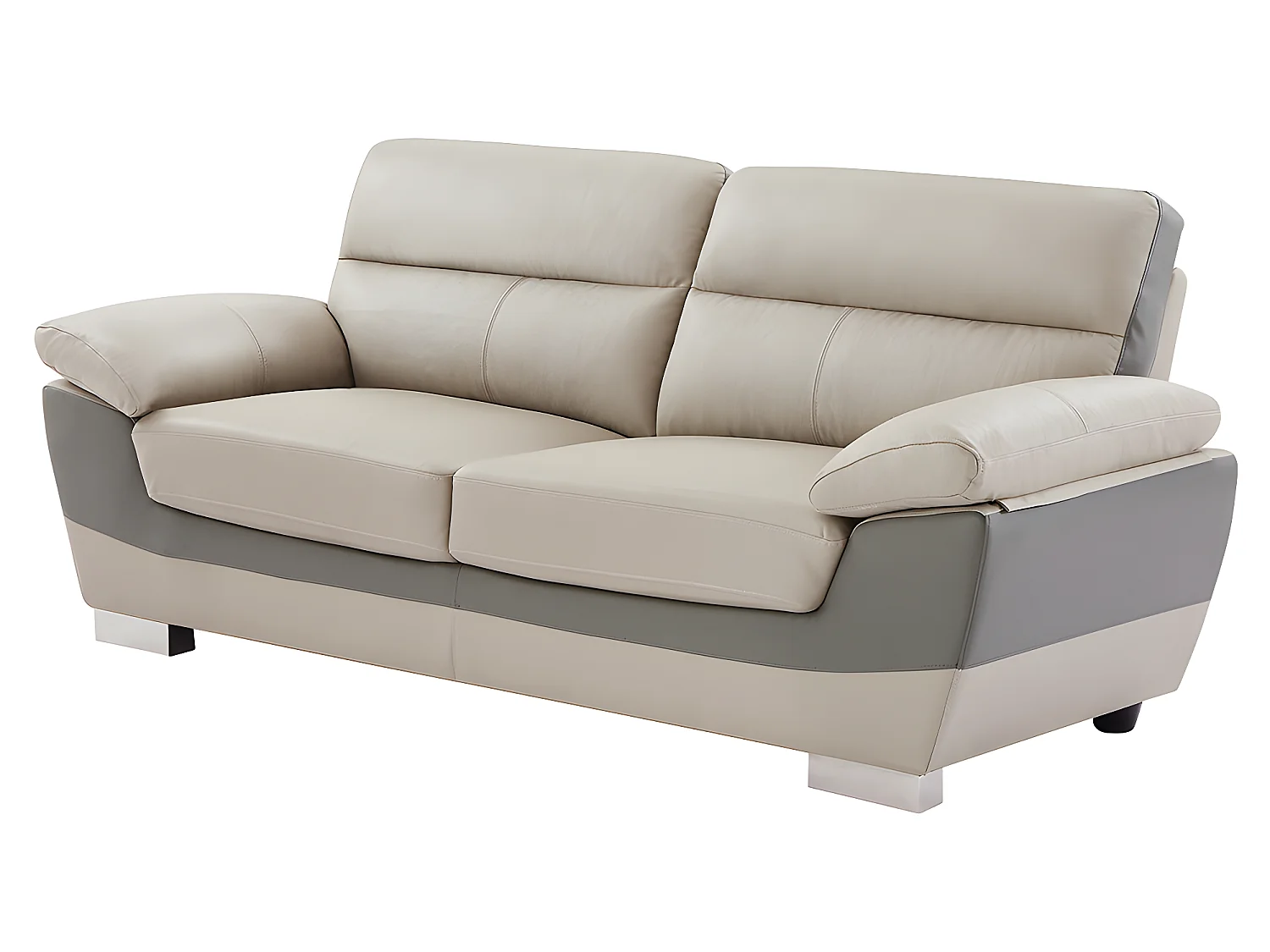 Canapés 3 places et 2 places en cuir FRANCESCA - Taupe