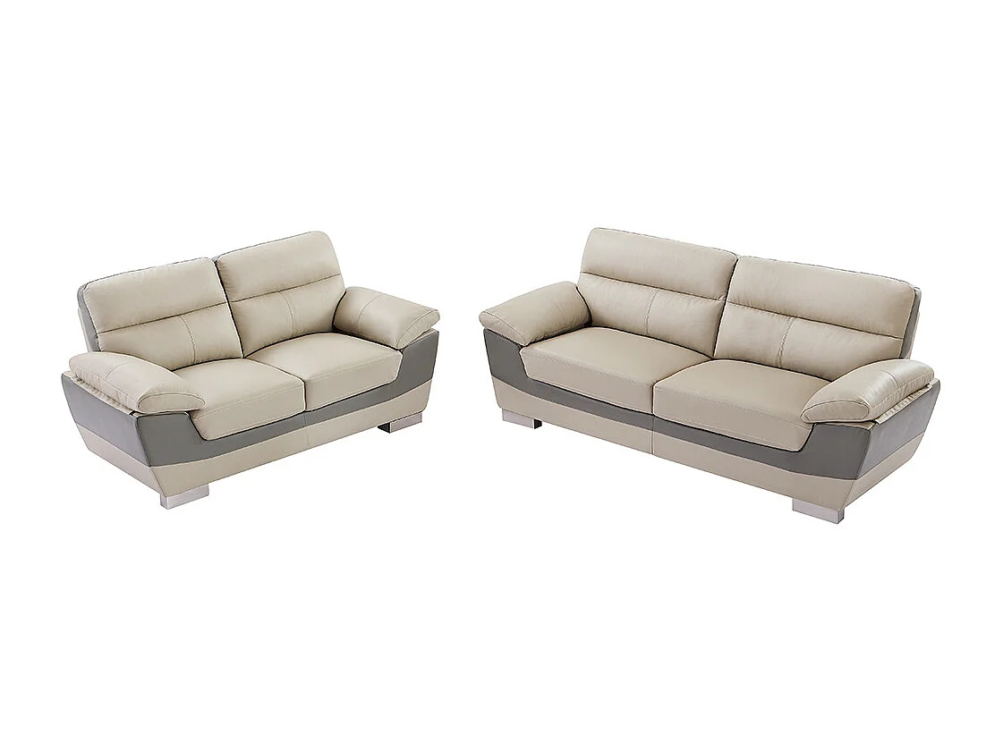 Canapés 3 places et 2 places en cuir FRANCESCA - Taupe