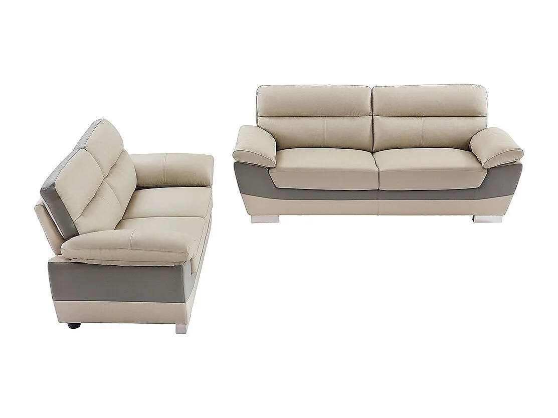 Canapés 3 places et 2 places en cuir FRANCESCA - Taupe