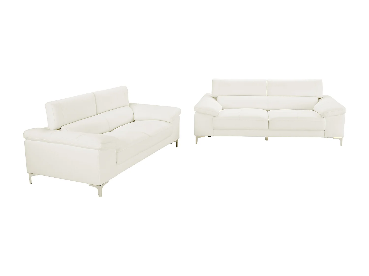 Sofá 3+2 plazas de piel SOLANGE - Blanco 