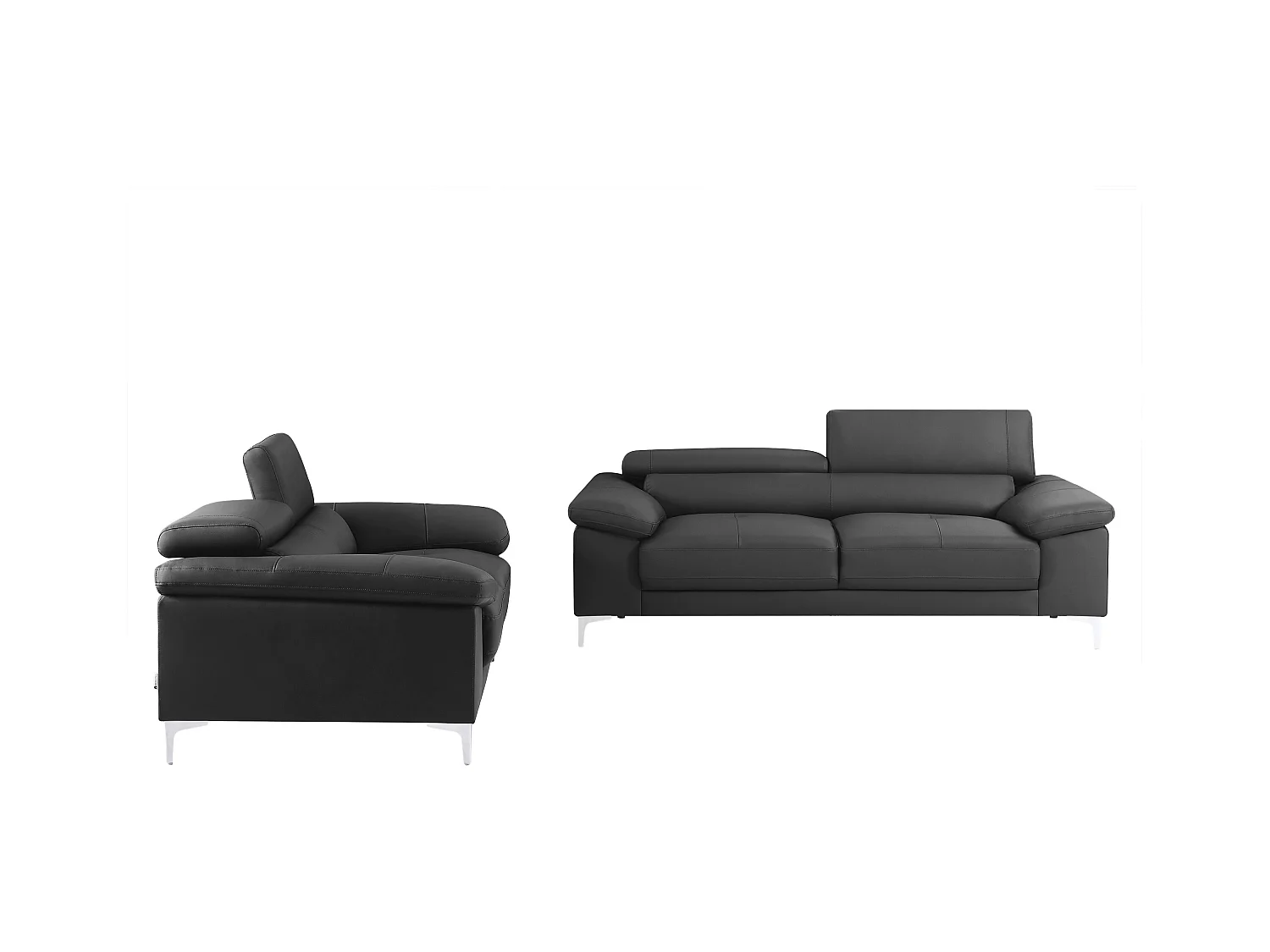 Couchgarnitur Leder 3+2 - Anthrazit - SOLANGE