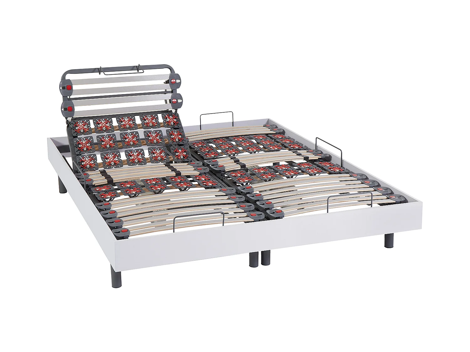 Relax-Lattenrost 2 x 25 Tellermodule mit OKIN-Motoren - 2x 80 x 200 cm - Weißes Holz - YSMÉE