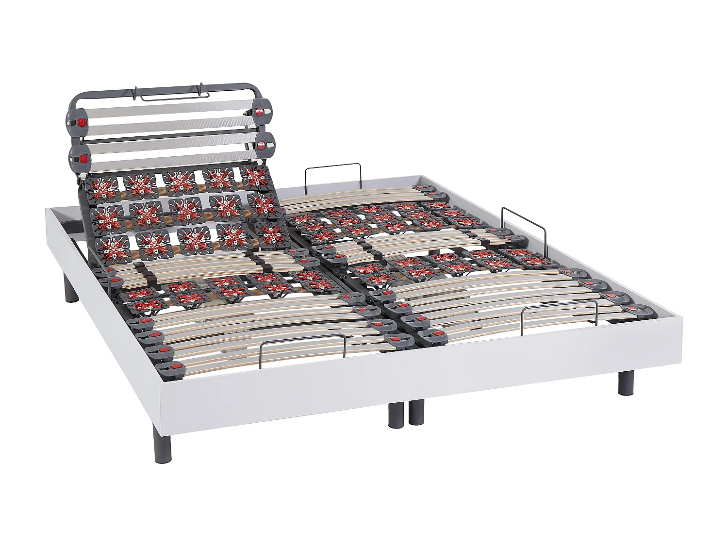 Elektrisk justerbar lamelseng med dekorative lameller og 2x25 støttepunkter - 2 x 80 x 200 cm - Hvid - CISERANO fra YSMÉE