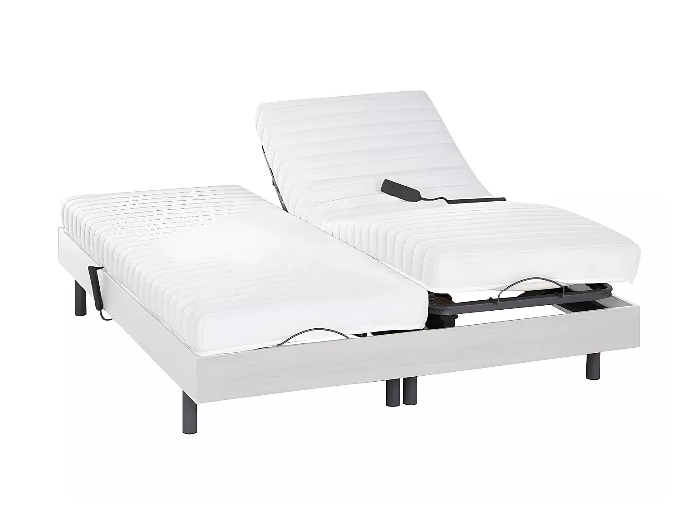 Elektrisch bed – bedbodem en matras – lattenbodem en contactplaatjes - PANDORA II van DREAMEA - Motor OKIN - wit - 2x90x200 cm