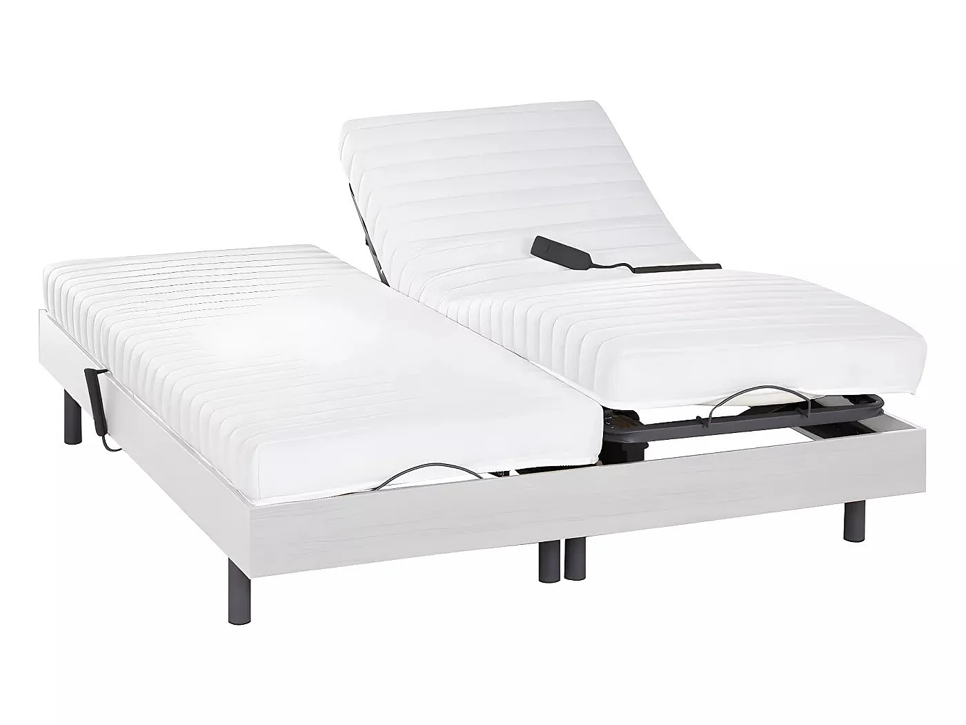 Komplet relaksacyjny listewki i płytki - lateks PANDORA II marki Ysmée - silniki OKIN - biały - 2 x 90 x 200 cm