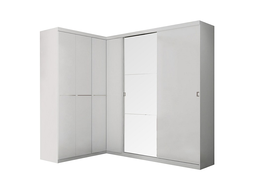 Armario vestidor rinconero con espejo 6 puertas Blanco OLOF