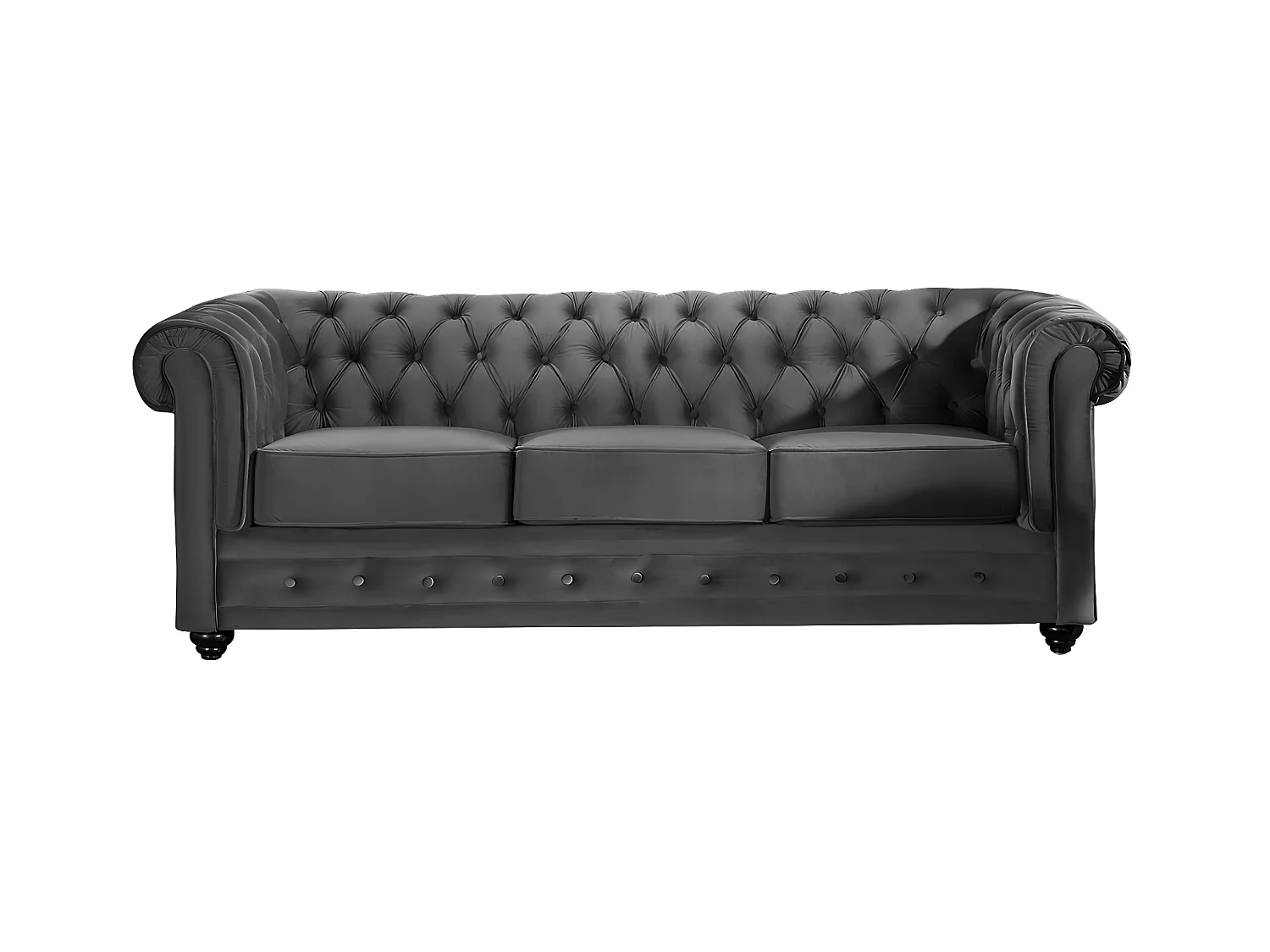 Divano CHESTERFIELD 3 posti in velluto Antracite