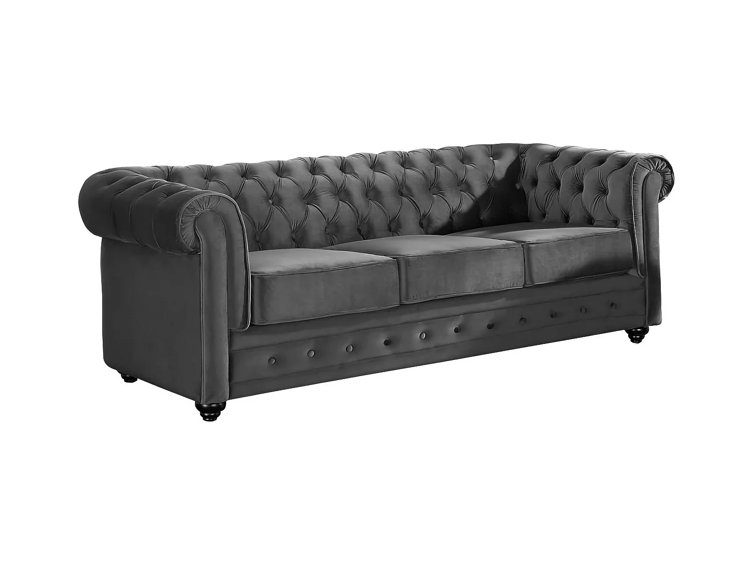 Divano CHESTERFIELD 3 posti in velluto Antracite