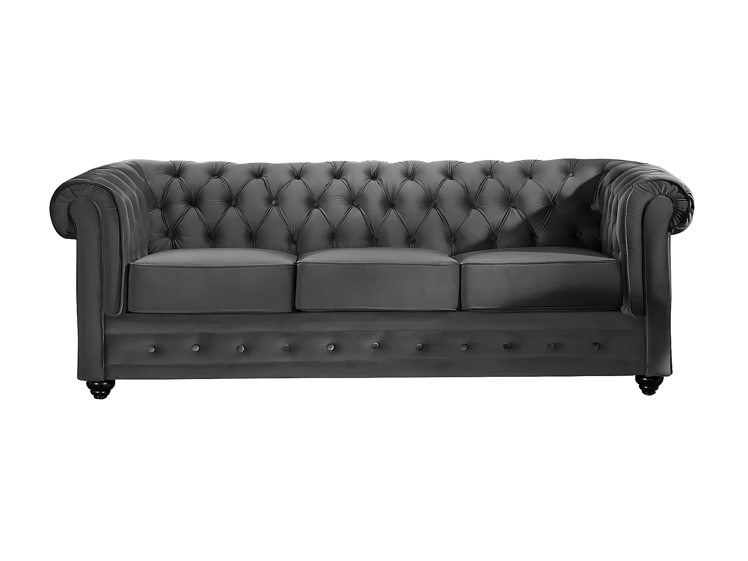 Sofa 3-Sitzer - Samt - Anthrazit - CHESTERFIELD