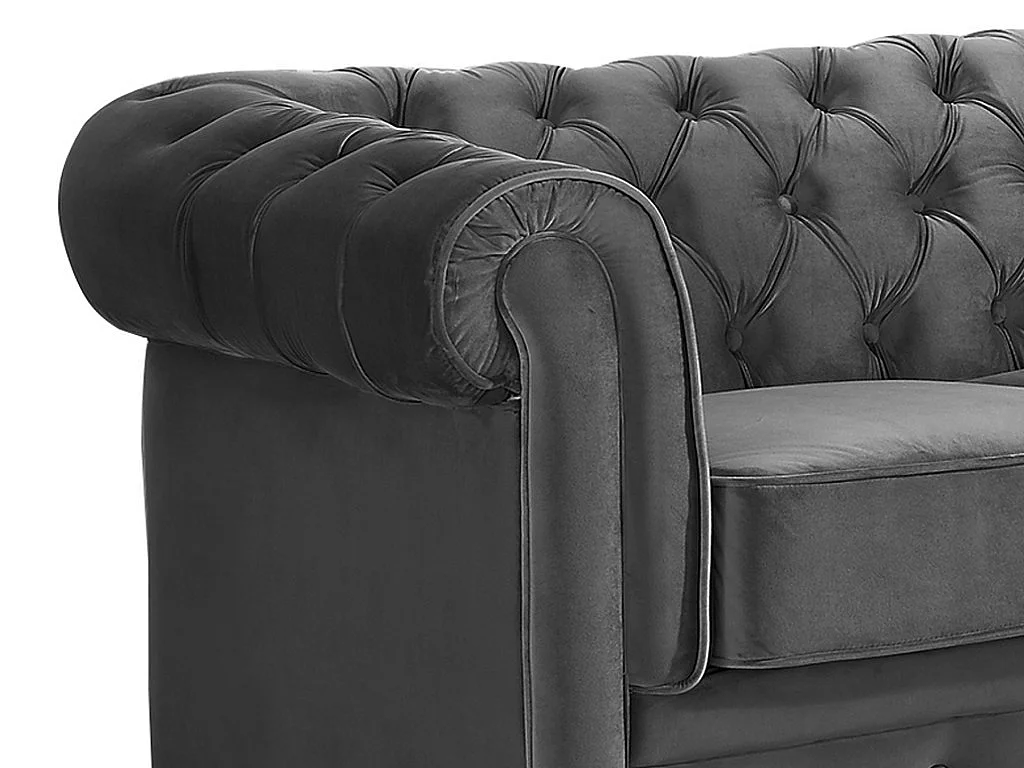 Sofa 3-Sitzer - Samt - Anthrazit - CHESTERFIELD