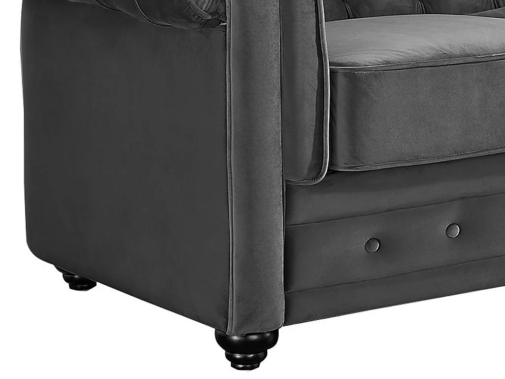 Sofa 3-Sitzer - Samt - Anthrazit - CHESTERFIELD