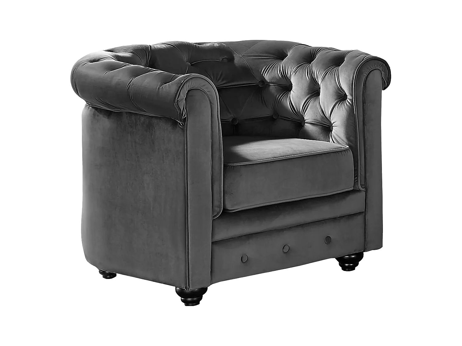 Fotel CHESTERFIELD - Antracytowy welur