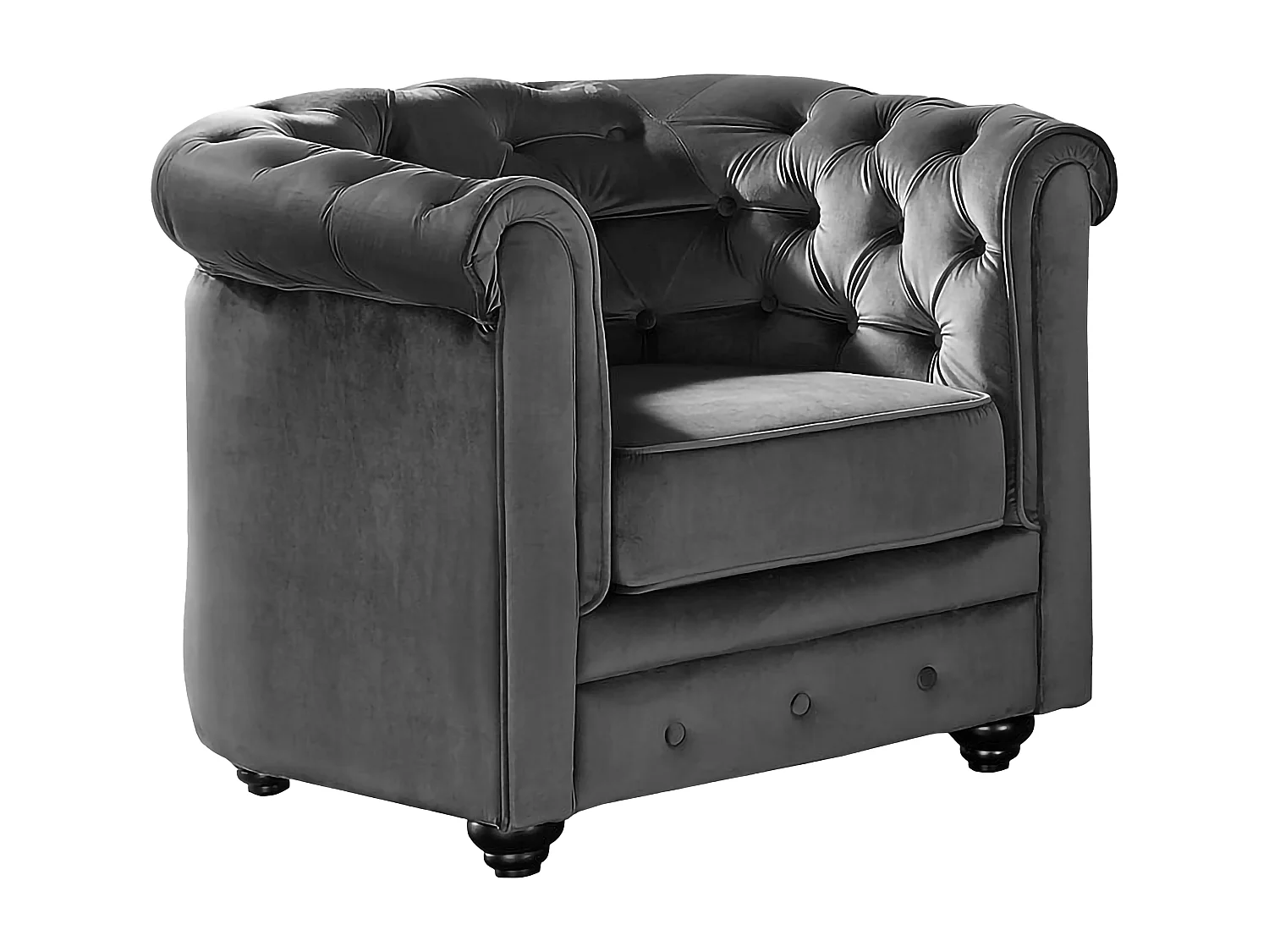 Fauteuil CHESTERFIELD - Velours anthracite