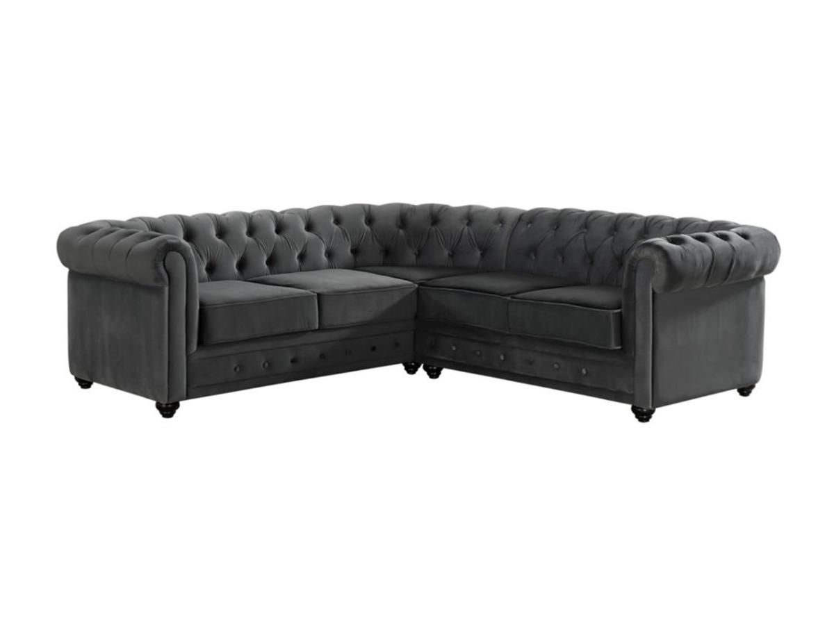 Ecksofa - Samt - Anthrazit - CHESTERFIELD günstig online kaufen