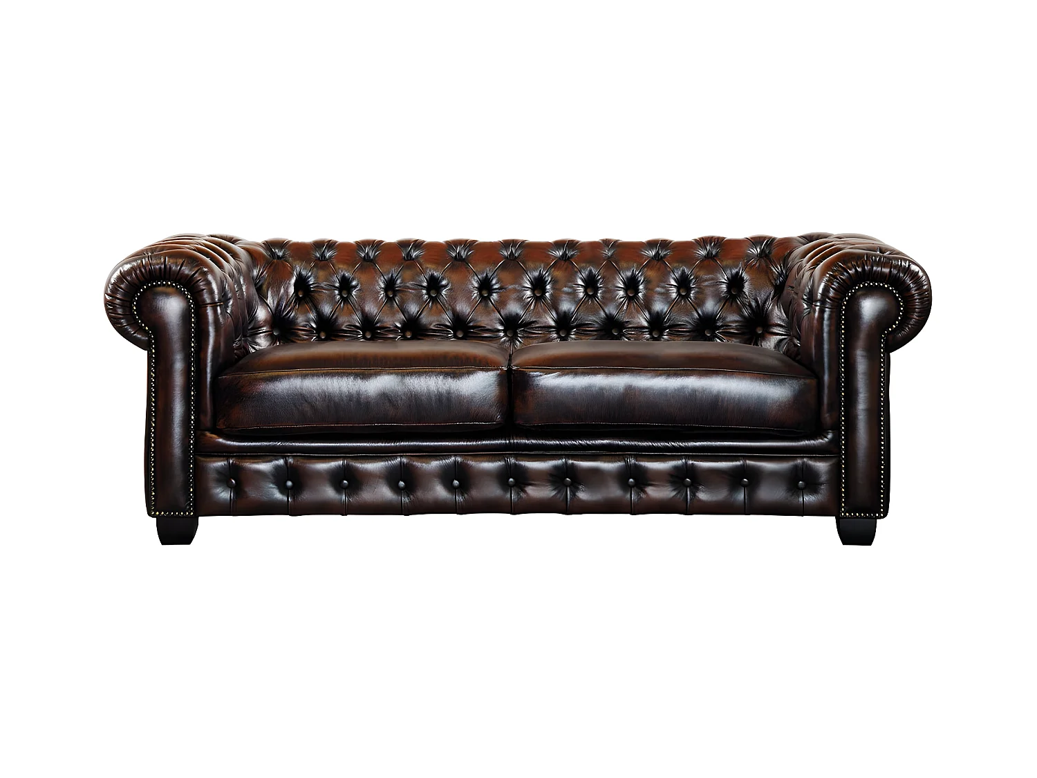 Sofá 3+2+1 plazas chesterfield BRENTON 100% piel de búfalo - marrón