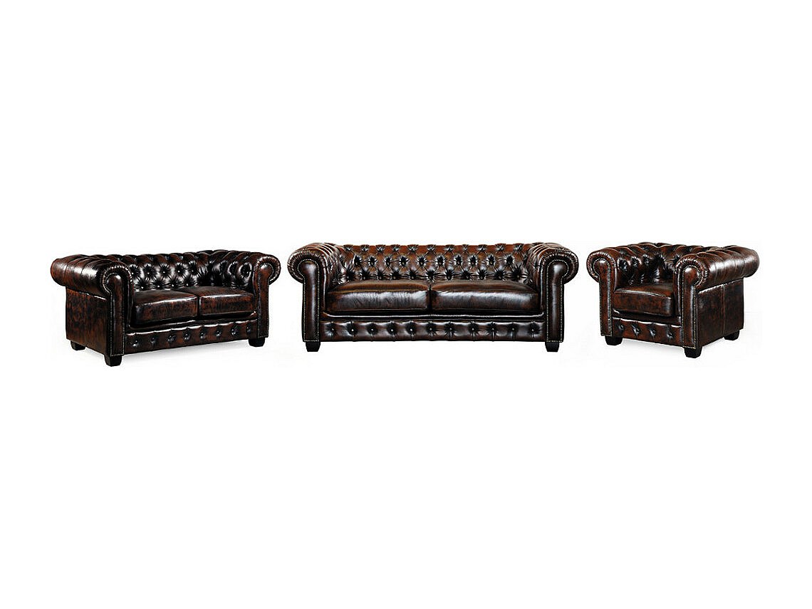 Vente-unique Chesterfield Garnitur +1 - Büffelleder - Braun - Brenton