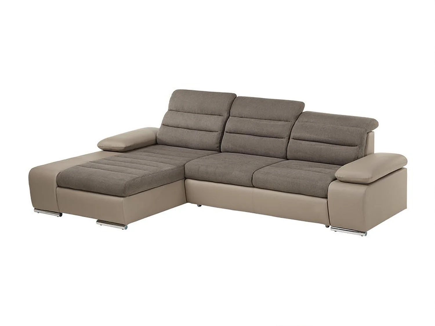 Ecksofa mit Schlaffunktion & Bettkasten - Ecke Links - Taupe - MIRABEAU