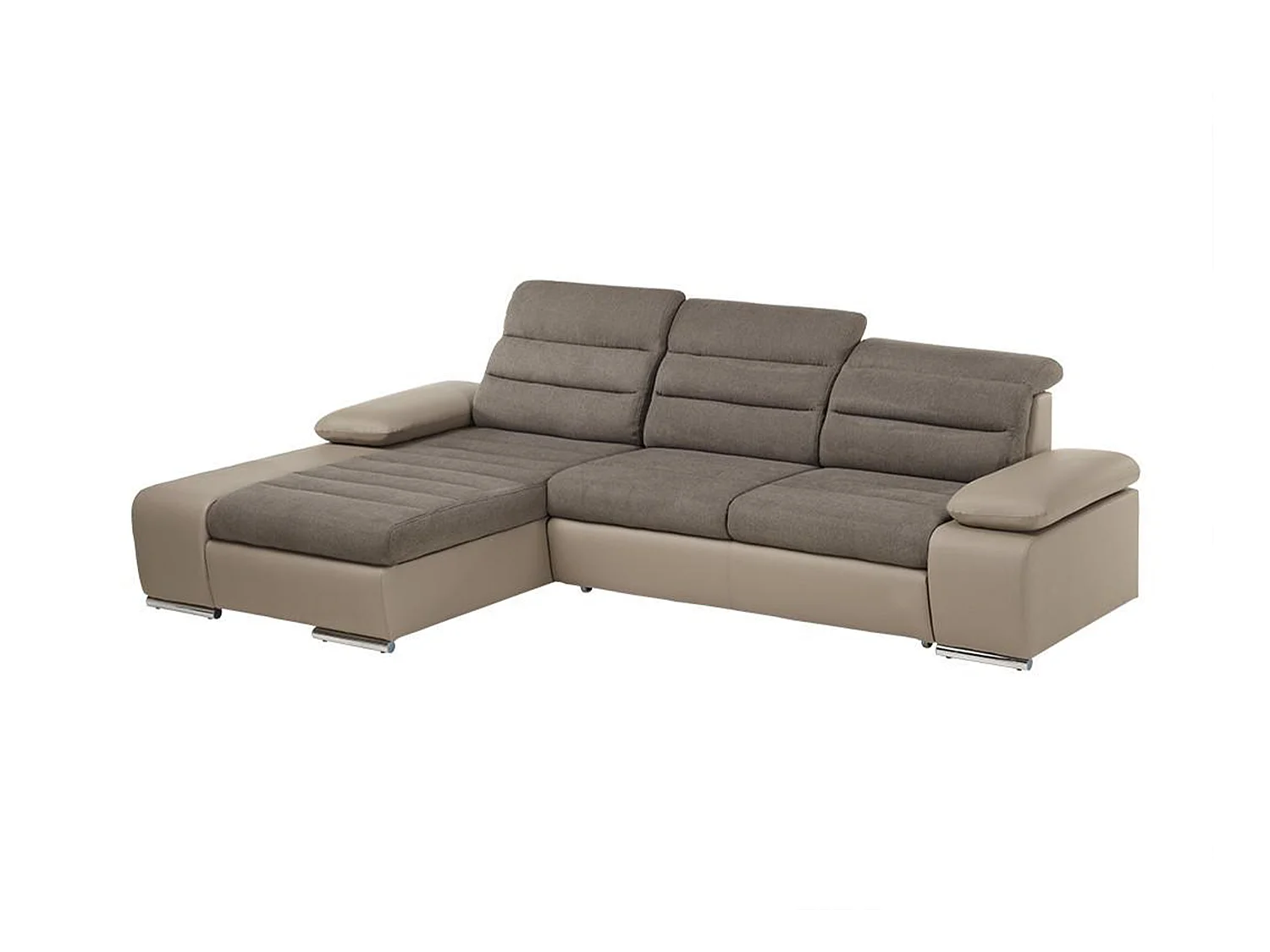 Canapé d'angle convertible en tissu et simili MIRABEAU - Taupe - Angle gauche