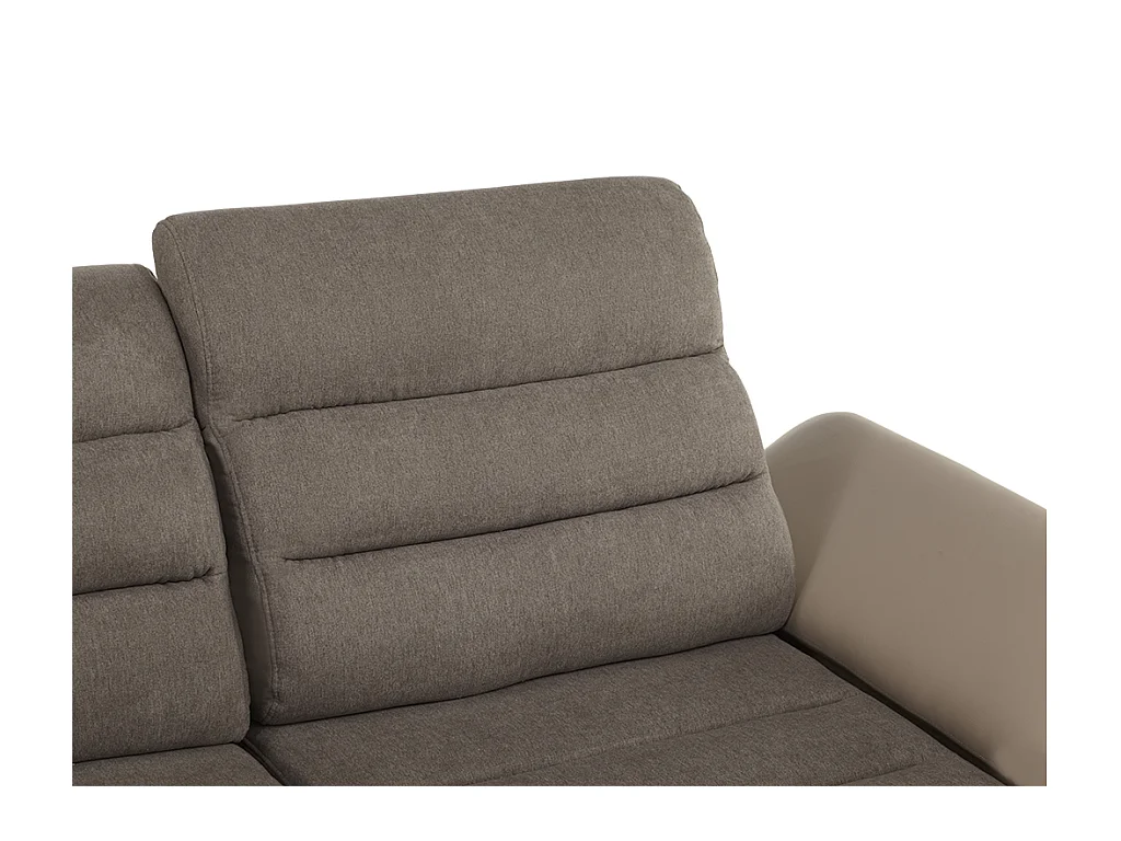 Hoekbedbank van stof en kunstleer MIRABEAU - Tweekleurig bruin/taupe - Hoek links