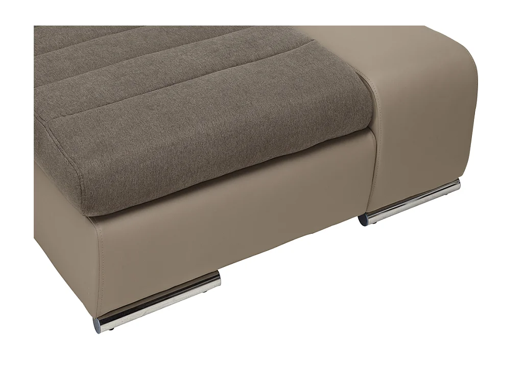 Hoekbedbank van stof en kunstleer MIRABEAU - Tweekleurig bruin/taupe - Hoek links