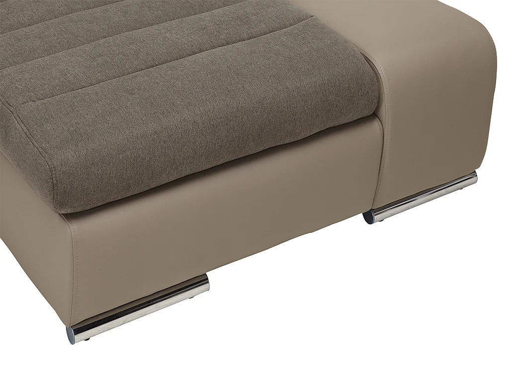 Hoekbedbank van stof en kunstleer MIRABEAU - Tweekleurig bruin/taupe - Hoek links