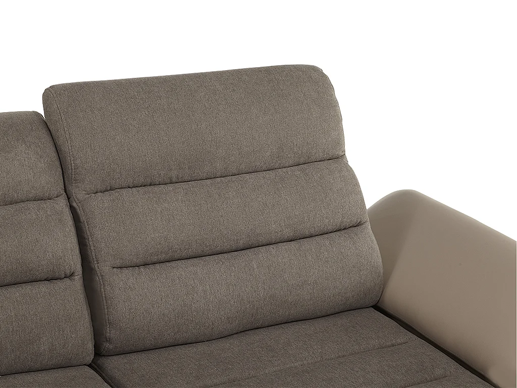 Hoekbedbank van stof en kunstleer MIRABEAU - Tweekleurig bruin/taupe - Hoek links